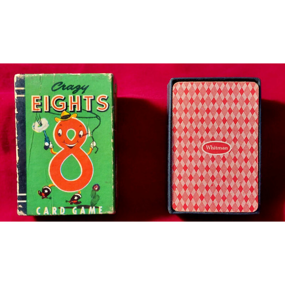 1950s Whitman Peter Pan CRAZY 8s Mini Card Game + Box Full Set No Instructions - Picture 3 of 13